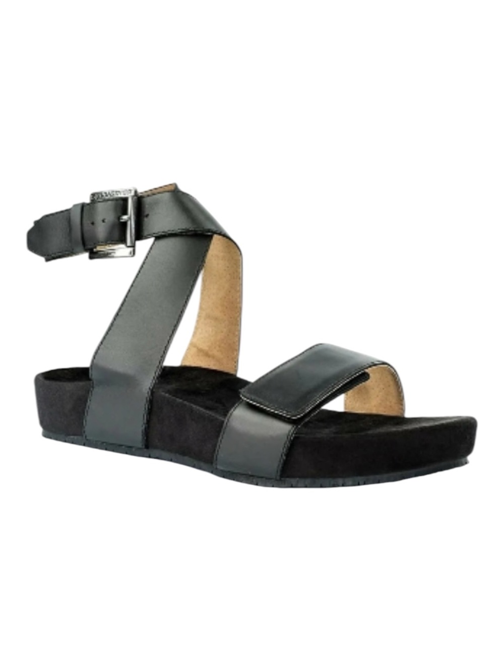 Revitalign Women’s Black Swell Leather Ankle Wrap Sandals Size 6